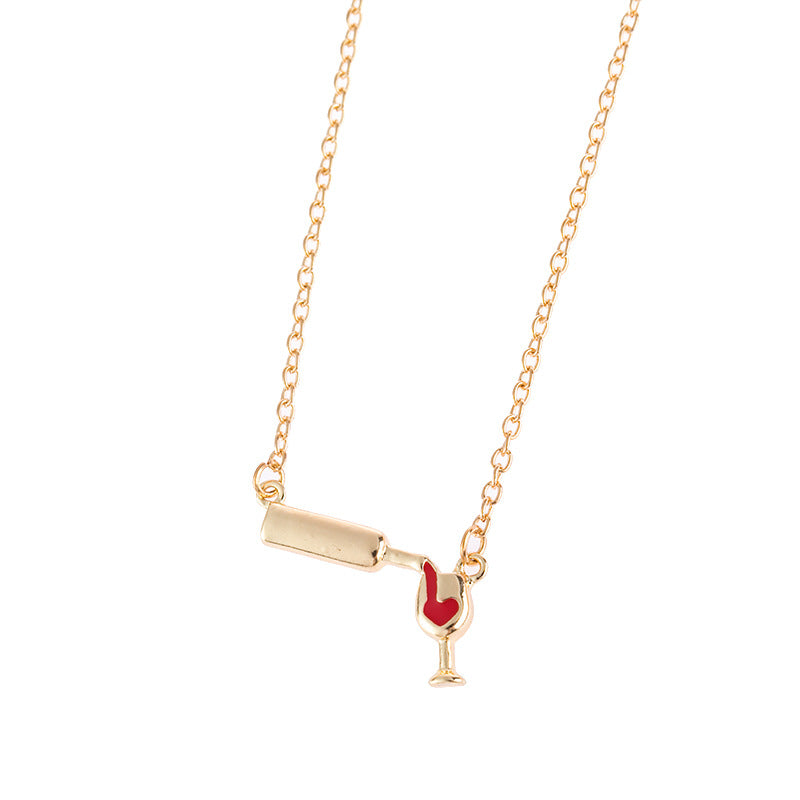 Wholesale Love Red Wine Bottles, Cups, Alloy Necklaces